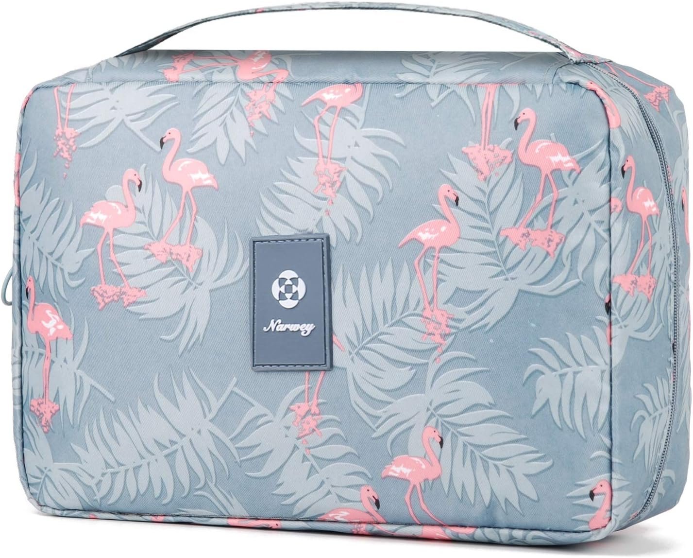 Narwey Hanging Toiletry Bag Women Travel Toiletries Bag Cosmetic Makeup Bag Water-Resistant Organizer for Girls (Flamingo)