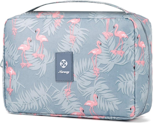 Narwey Hanging Toiletry Bag Women Travel Toiletries Bag Cosmetic Makeup Bag Water-Resistant Organizer for Girls (Flamingo)
