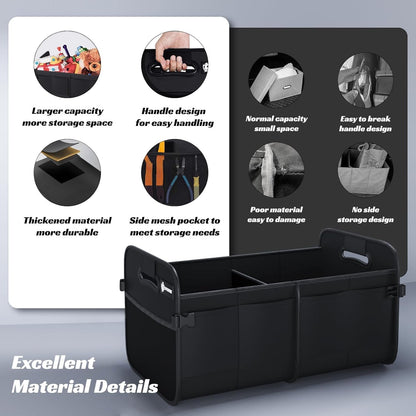 Sposuit Trunk Organizer for Car - Collapsible Trunk Storage with 11 Pockets & Reinforced Handles, SUV Trunk Organizers for Grocery Cargo(Black)