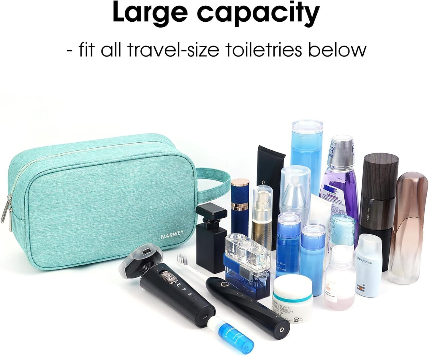 Narwey Travel Toiletry Bag for Women and Men Traveling Dopp Kit Makeup Bag Organizer Cosmetic Bag Make Up Bag Toiletries Bag for Accessories (Mint Green)