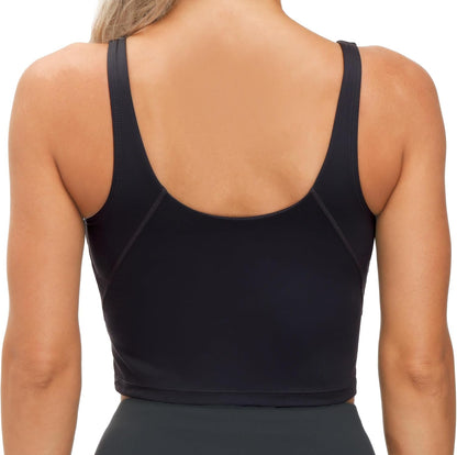 Women’s Longline Sports Bra Wirefree Padded Medium Support Yoga Bras Gym Running Workout Tank Tops