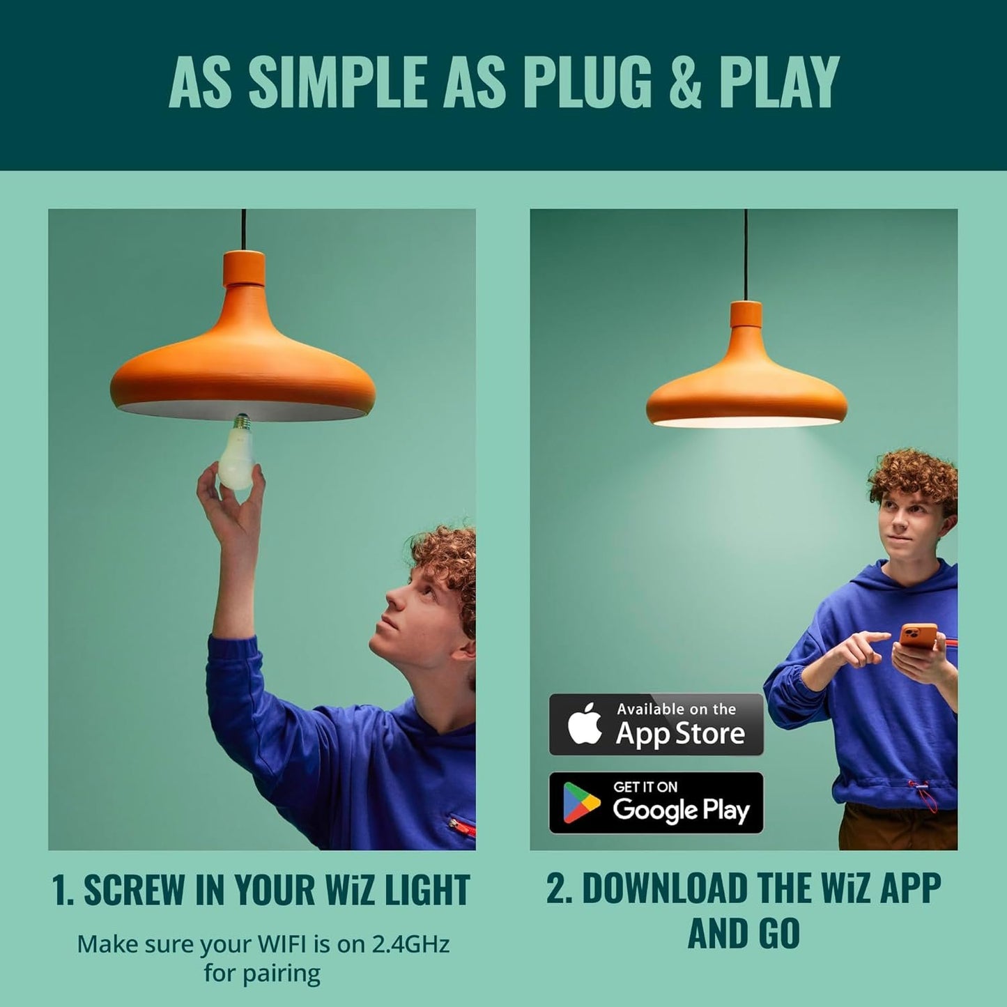 WiZ 60W A19 Color LED Smart Bulb - Pack of 3 - E26- Indoor - Connects to Your Existing Wi-Fi - Control with Voice or App + Activate with Motion - Matter Compatible