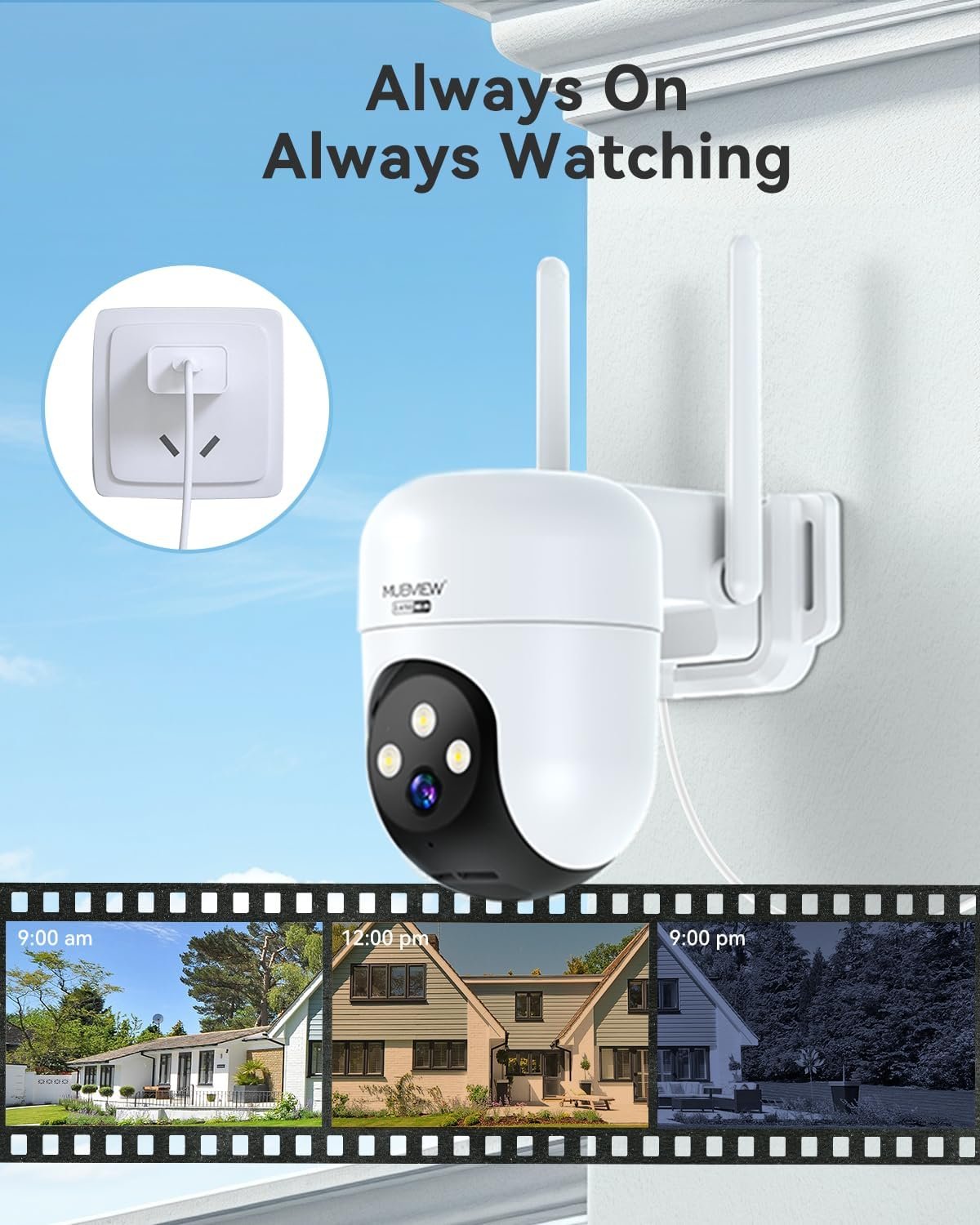 MUBVIEW 360Â° Camera Surveillance Exterieur, Wired Outdoor Security Camera,5G/2.4G WiFi Home Security Cam with AI Detection, IP66 Surveillance Cameras Outdoor,2K Night Vision, Local & Cloud Storage