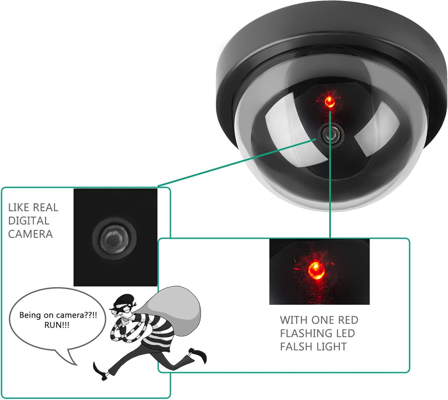 TOROTON Dummy Surveillance Cameras Outdoor/Indoor Solar Energy Anti-Theft Camcorder with Red LED Imitation CCTV Set of 4