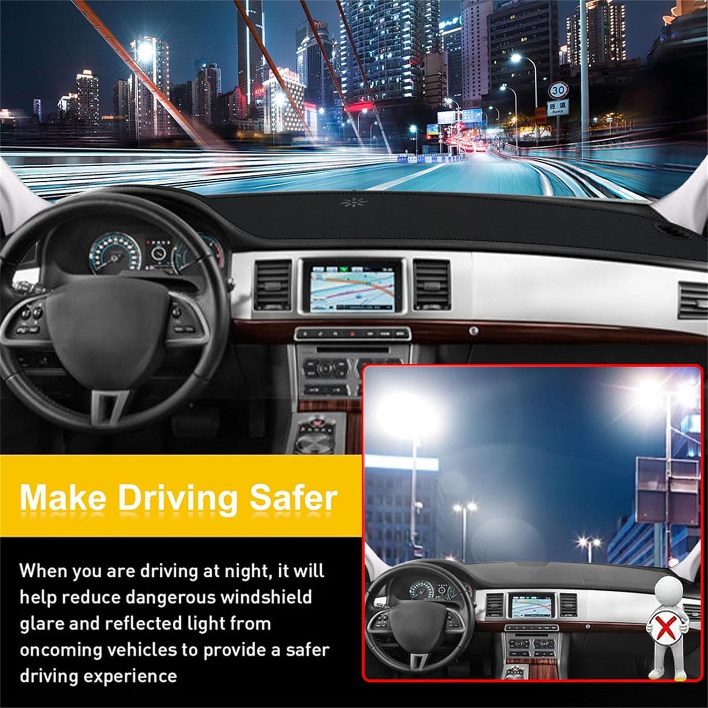 Leather Dash Cover Accessories for Jaguar XF 2008 2009 2010 2011 2012 2013 2014 2015, Dash Mat Dashboard Cover and Interior Dash Covers