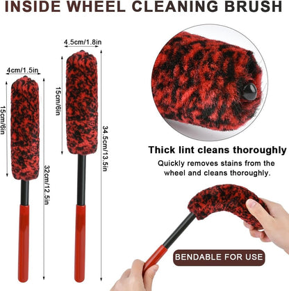 OctBird 5 Car Cleaning Brushes Kit Car Detailing Brush Set for Engine, Dashboard, Rims, Seats, Ventilation (Indoor/Outdoor, Washable, All Vehicles)
