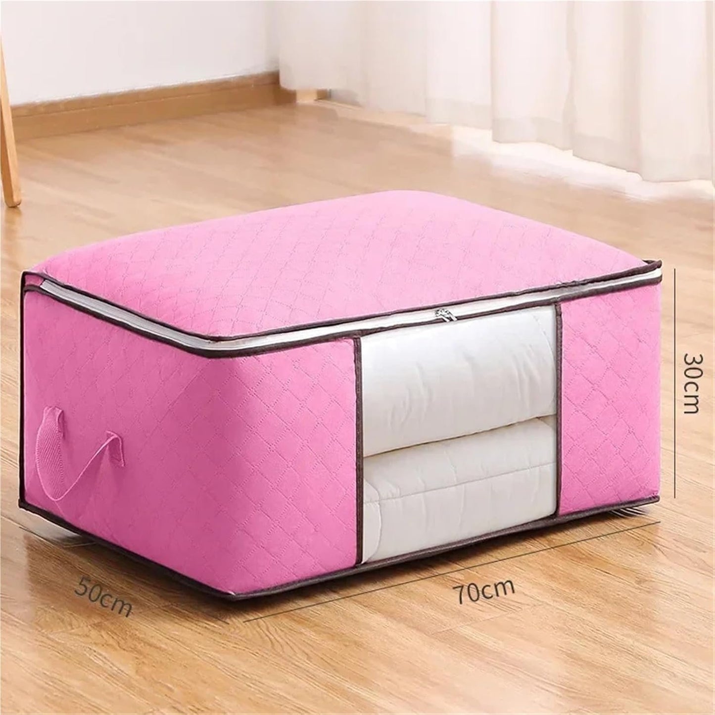 Baskets for closet organization Thickened Nonwoven Multifunctional Storage Bag Clothes Quilt Moving Packing Luggage Bag(70X50X30cm pink)