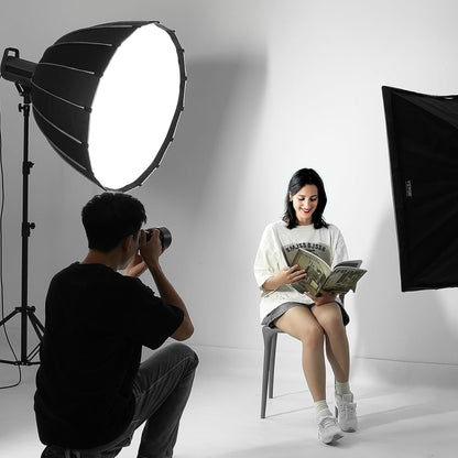 VEVOR Parabolic Softbox, 33 in / 850 mm, Quick Release and Quick Fold, Lightweight and Portable, Universal Bowens Mount, 4 Lighting Effects, Fits for Professionoal Photography, Daily Filming