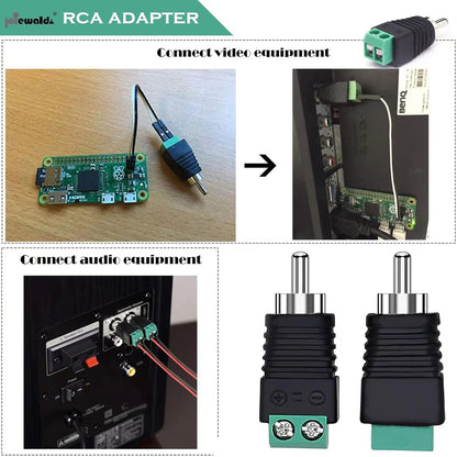 Niewalda RCA to AV Screw Terminal Adapter - 6pcs Male Plugs, Connector, Video Speaker Converter, Solderless Cable