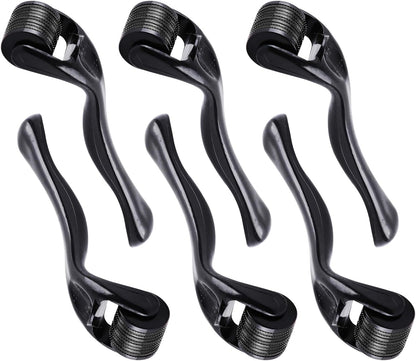Titanium 0.25mm Microneedle Roller for Face & Body - Advanced Beard & Hair Growth Tool, Household Facial Beauty Roller, Perfect Skin Care Solution for Home & Salon Use (6 PCS Black)