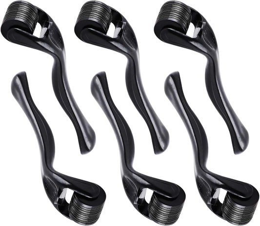 Titanium 0.25mm Microneedle Roller for Face & Body - Advanced Beard & Hair Growth Tool, Household Facial Beauty Roller, Perfect Skin Care Solution for Home & Salon Use (6 PCS Black)