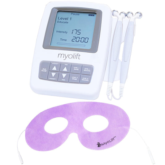 7E Wellness MyoLift Mini Microcurrent Facial Device and Conductive Eye Facial Mask - Non-Invasive Facial Skin Care Products for Anti Aging, Skin Tightening - Esthetician Supplies and Skin Care Tools