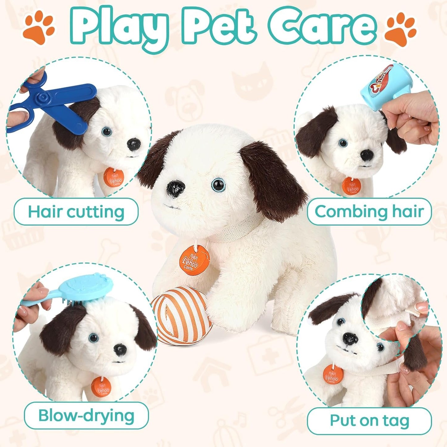 Lehoo Castle Veterinarian Set for Toddlers, Doctor Kit for Kids, Pet Care Play Set with Puppy Stroller, Dog Toys for Kids, Girls Toys for 3 4 5 6 Years Old, Stuffed Animals Gifts for Girls