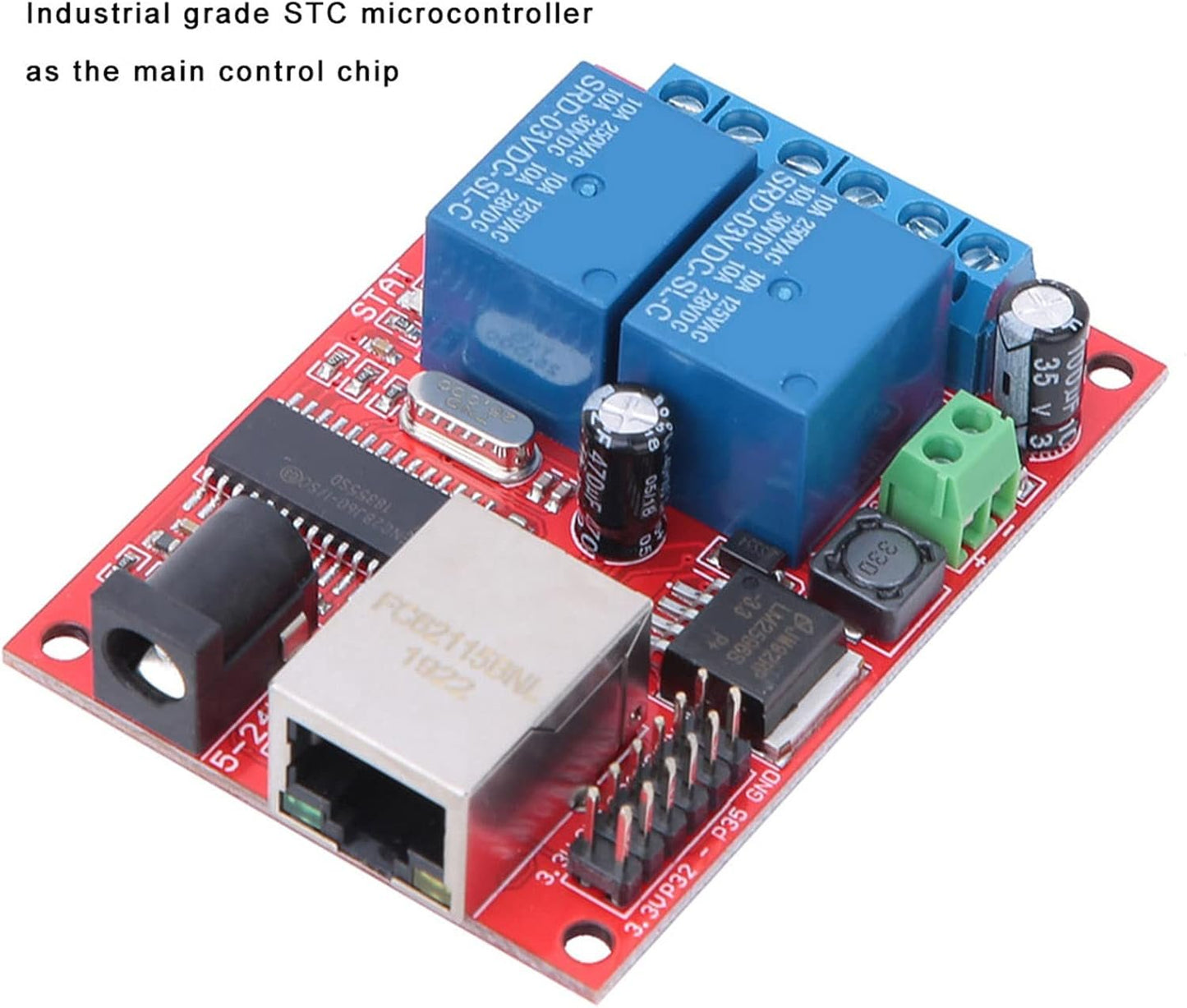 Controller Module LAN Ethernet 2 Way Relay Board Delay Switch DC5V-24V for Smart Home Automation