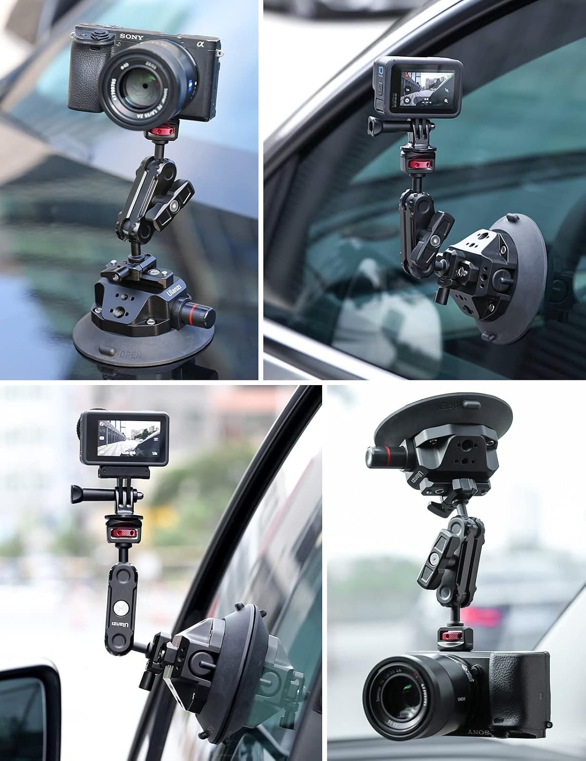 Camera Suction Cup Mount for Action Camera - ULANZI SC-02 4.5in Pump-actived Vacuum Suction Mount w Quick Release NOTA Magic Arm Car Boats Windshield & Window Mount for Nikon Canon Sony DSLR