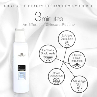 Wireless Ultrasonic Skin Care Scrubber by Project E Beauty | Skin Spatula | Gentle Exfoliation | Removes Blackheads | Deep Pore Cleansing | Dead Skin Remover | Smoother Complexion
