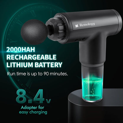 Remology Impact Therapy Massage Gun for Pain Relax – 6-Speed Muscle Massager, Percussion Massage Tool with 4 Heads, Rechargeable Vibrating Massage Gun