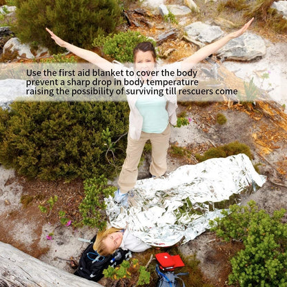 5PCS Emergency Mylar Thermal Blankets, Camping Emergency Blankets Heat Reserve Reflective Blanket for Outdoors, Survival Reflective Thermal First Aid Foil Blanket(Gold)