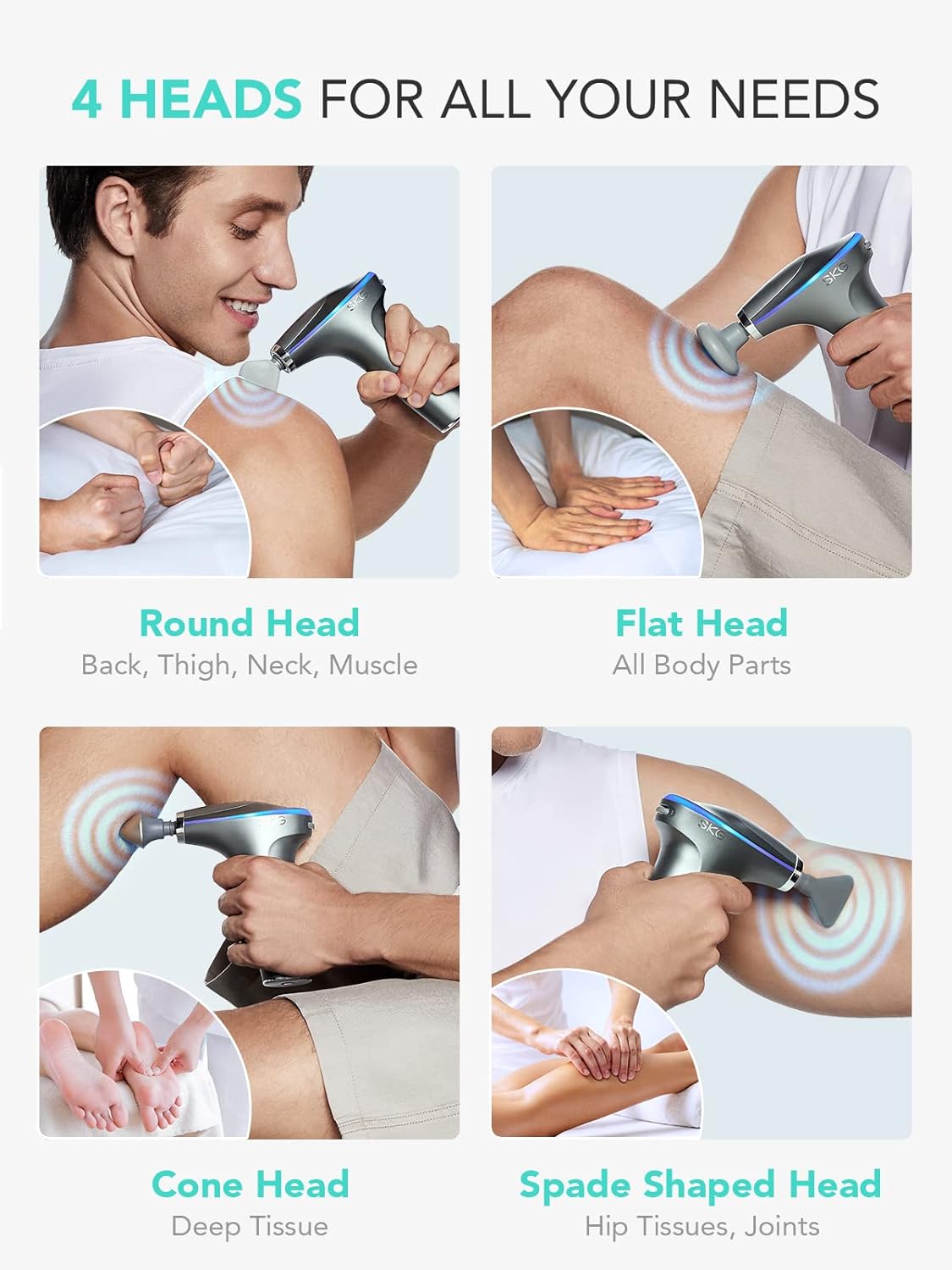 Massage Gun with Heat Professional Percussion Massage Gun Deep Tissue Handheld Muscle Massager for Athletes, Portable Massager for Post-Workout Pain Relief SKG F7