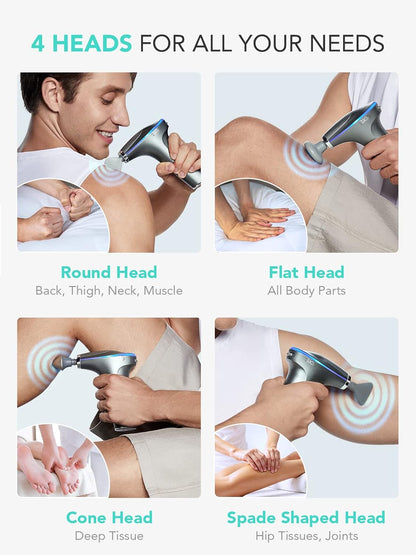 Massage Gun with Heat Professional Percussion Massage Gun Deep Tissue Handheld Muscle Massager for Athletes, Portable Massager for Post-Workout Pain Relief SKG F7