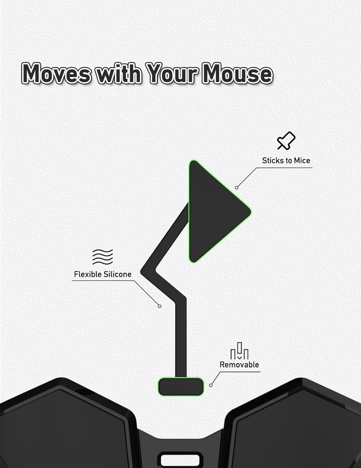 YaGee Mouse Wrist Rest 3.0, Ergonomic Right-Handed Gaming Support, Attaches to Mice for Smooth Gliding, Anti-Fatigue & Carpal Tunnel Relief for Esports, Office, Coding and Computer Users