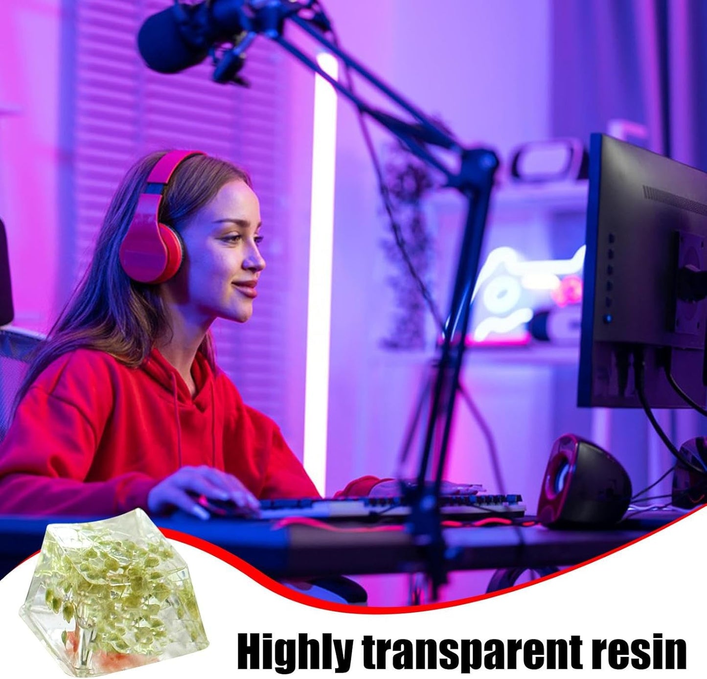 Resin Keyboard Keycaps, Gypsophila Translucent Shine-Through R4 Keycap Set, Game Keyboard Upgrade, Enhanced Typing Experience For Mechanical Keyboards, Durable Custom Keycaps