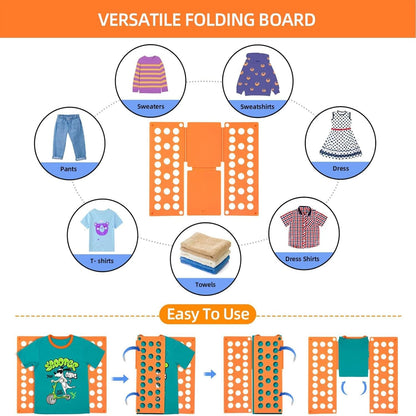 2 PCS Clothes Folding Board for Kid and Adult,T Shirt Folder Laundry Organizer Easy and Fast for Home Organization (Orange and Blue)