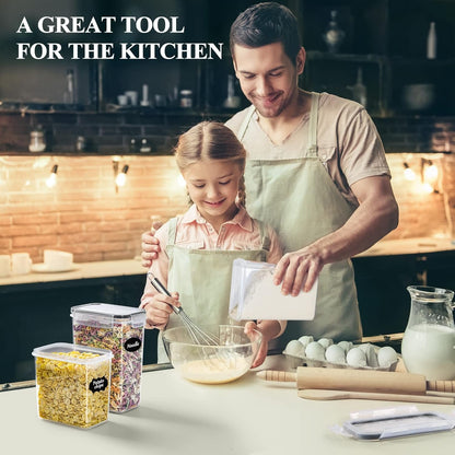 GoMaihe Airtight Food Storage Containers with Lids: 25pcs Plastic Food Containers | Kitchen & Pantry Organizers and Storage for Cereal, Flour, Sugar, Snacks, Labels, Marker