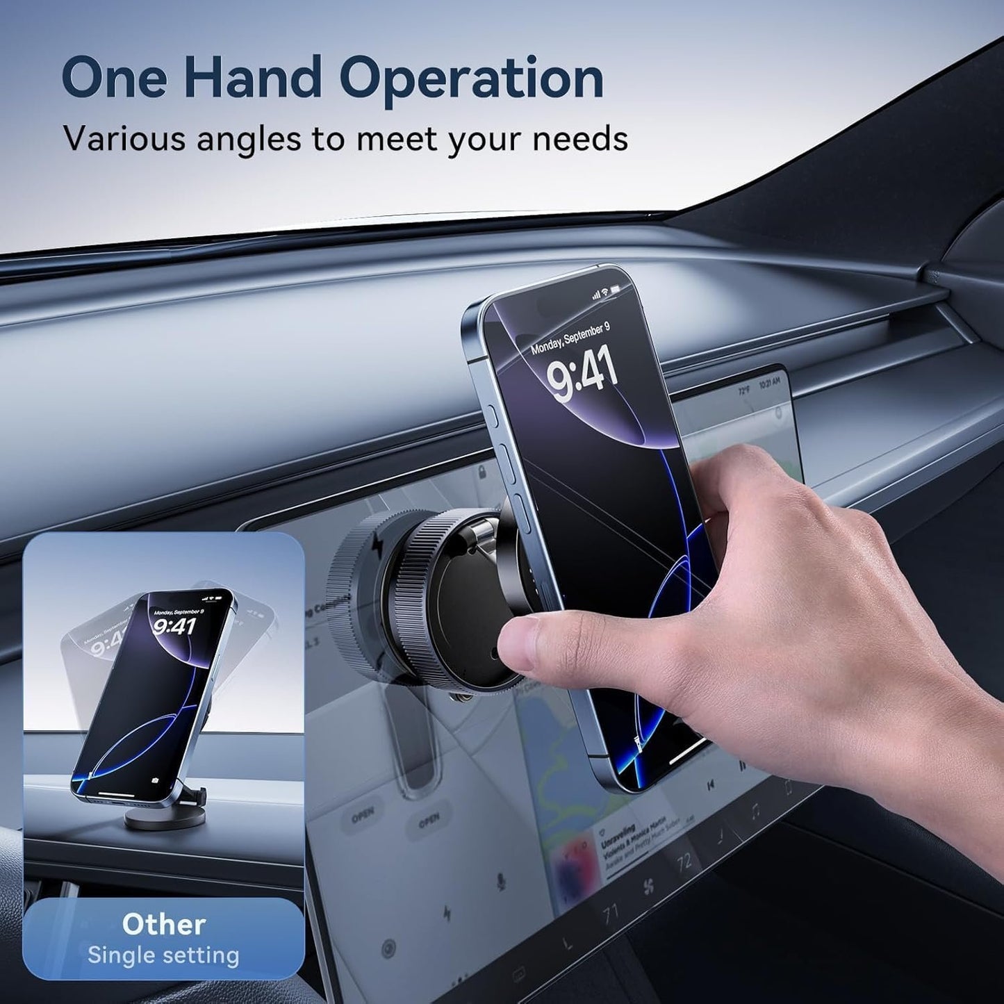 Kupe 360° Adjustable Vacuum Magnetic Suction Car Phone Holder, Swivel Locking Vacuum Phone Mount, Suction Cup Magnetic Cell Phone Holder Compatible with iPhone 16 Pro Max (Black)