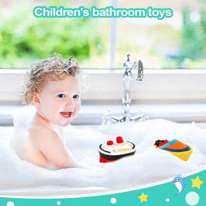 Boat Bath Toys, Swimming Water Plaything Set, 6 pezzi Toddler Bathing Supplies for Boys, Girls, Pool Entertainment Tool, Play Accessory 11.7 inch