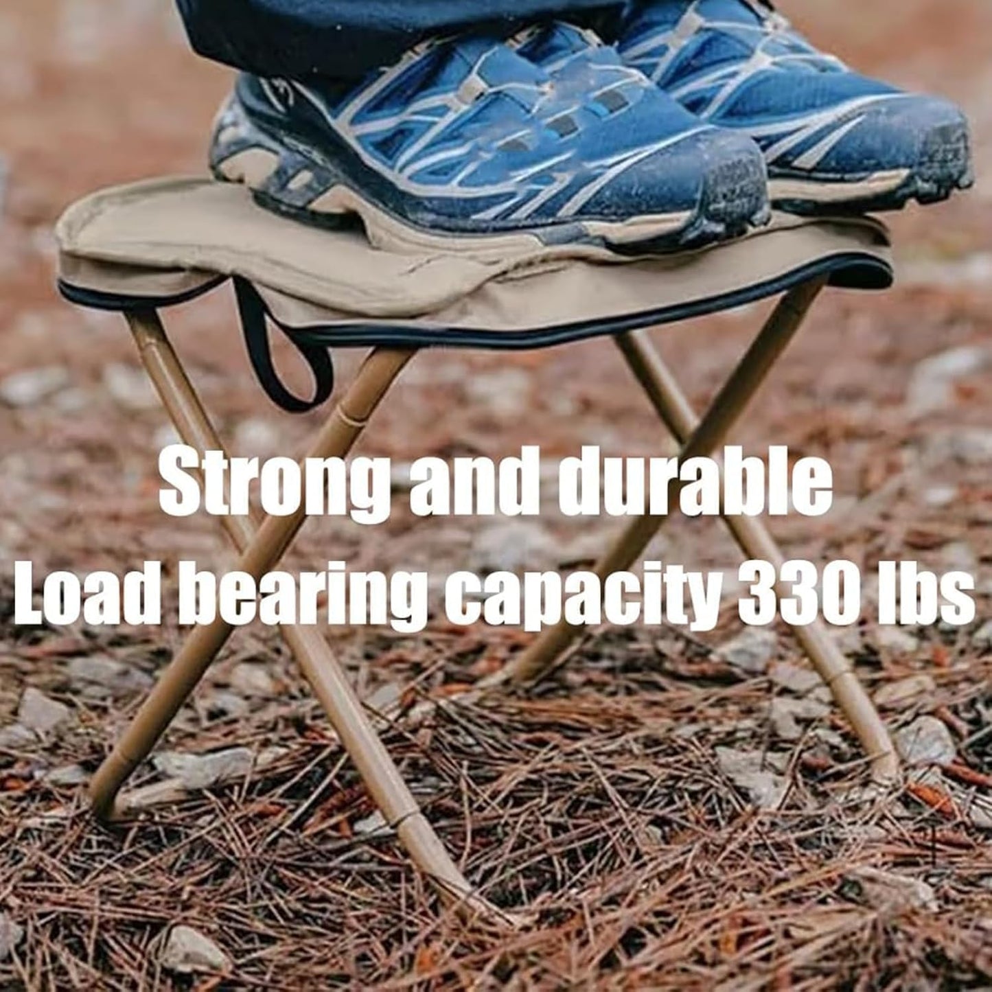 Mountaineering and Hiking Portable Stool (10.2 * 10.2 * 9.1 In),Outdoor Folding Camping Stools, Portable Camping Stool, Upgraded Foldable Design, Hold up to 330 Lbs,For Outdoor Travel,Beach (Khaki-B)