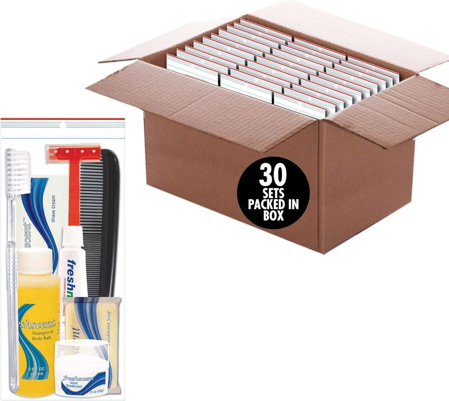 Convenience Kits International Standard 9 pc Hygiene & Toiletries Kit - 30 Kits Bulk