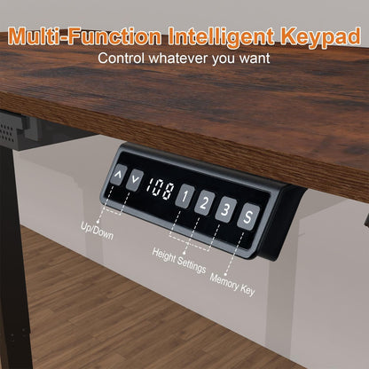 Anshine 140 x 60cm Electric Standing Desk, Height Adjustable Sit-Stand Desk for Home Office, Ergonomic Workstation for Comfort and Productivity, Ideal for Sitting or Standing (Walnut Top Black Legs)