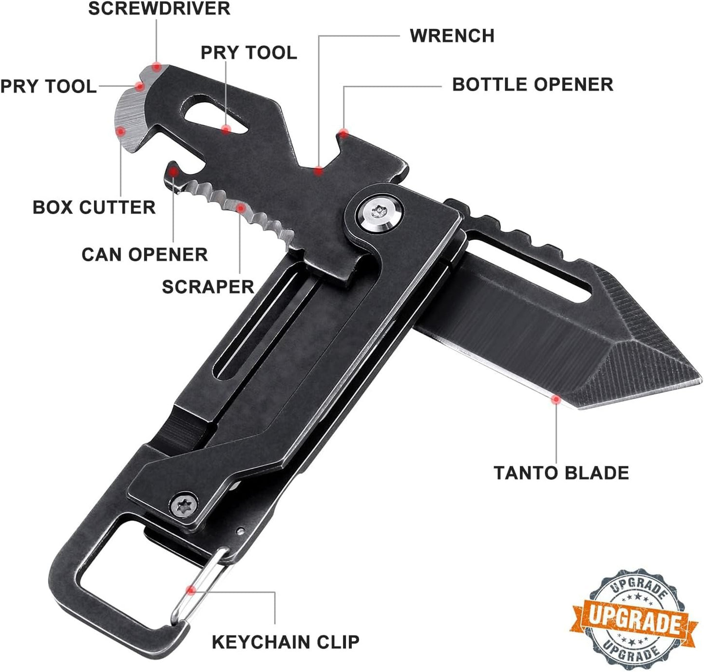 ITOKEY EDC Multitool Small Pocket Knives with Clip Box Cutter with Can/Bottle Opener, Screwdriver, Wrench and Pry Tool, Work Kinfe Gifts for Men Women Dad Everyday Carry