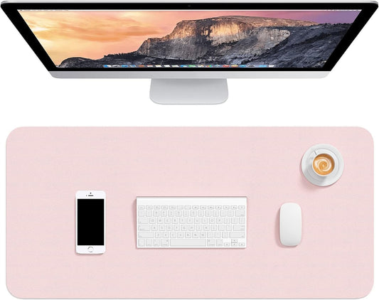 Miners2000 Desk Pad, 30" x 14" PU Leather Desk Mat, XL Extended Mouse Pad, Waterproof Desk Blotter Protector, Ultra Thin Large Laptop Keyboard Mat, Non-Slip Desk Writing Pad for Office Home (Pink)