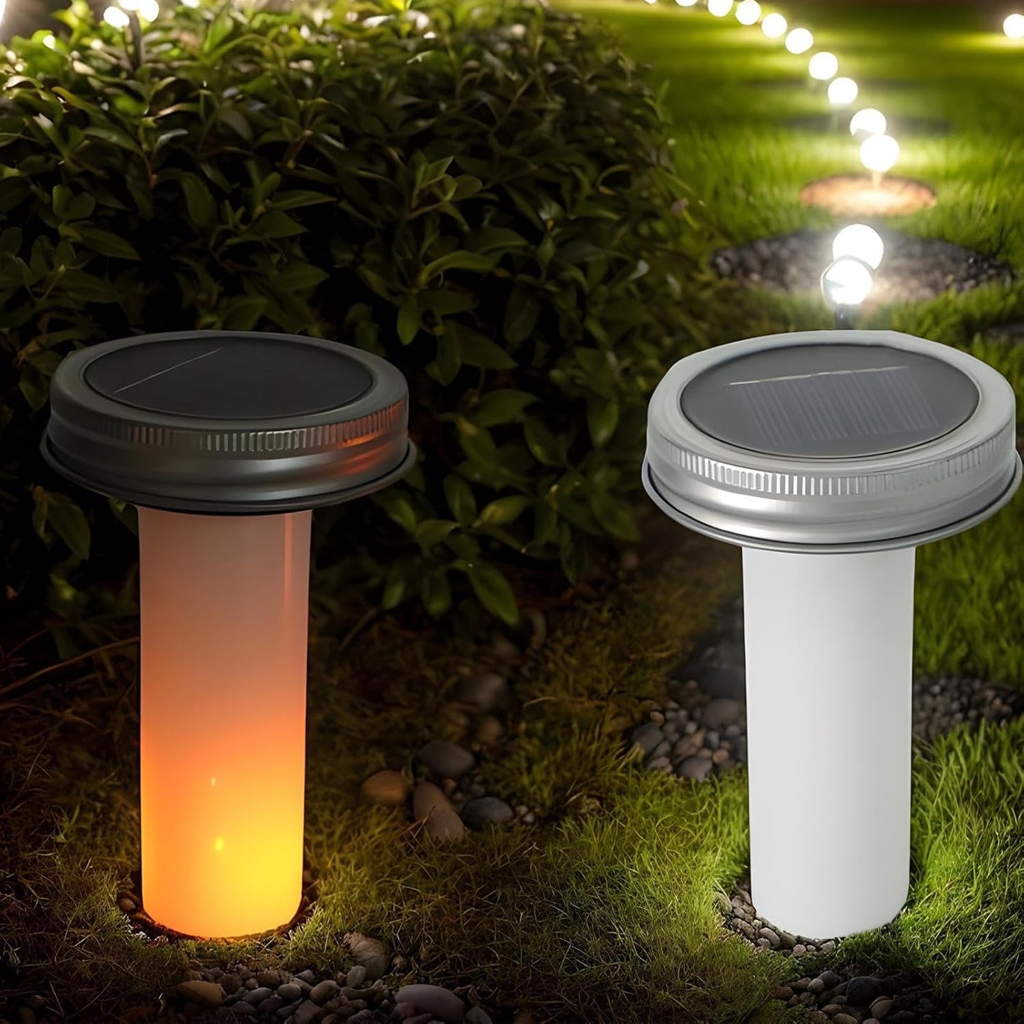 Solar Jar Light Lids, Sun-Powered Replacement Top, Wide-Mouth Cover Design, 4.45x2.76x2.76 Inches, 600mAh Battery Capacity, 6-8 Hour Charging, for Backyard, Patio, Wedding