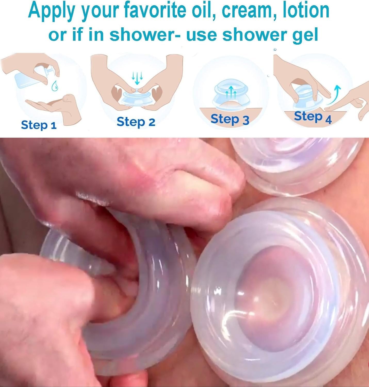 Professional Silicone Cupping Therapy Set 2pcs XL Vacuum Suction Massage Cups for Cellulite Treatment & Muscle Back Pain Relief & Injury Recovery Massager Single Use (Big Large)