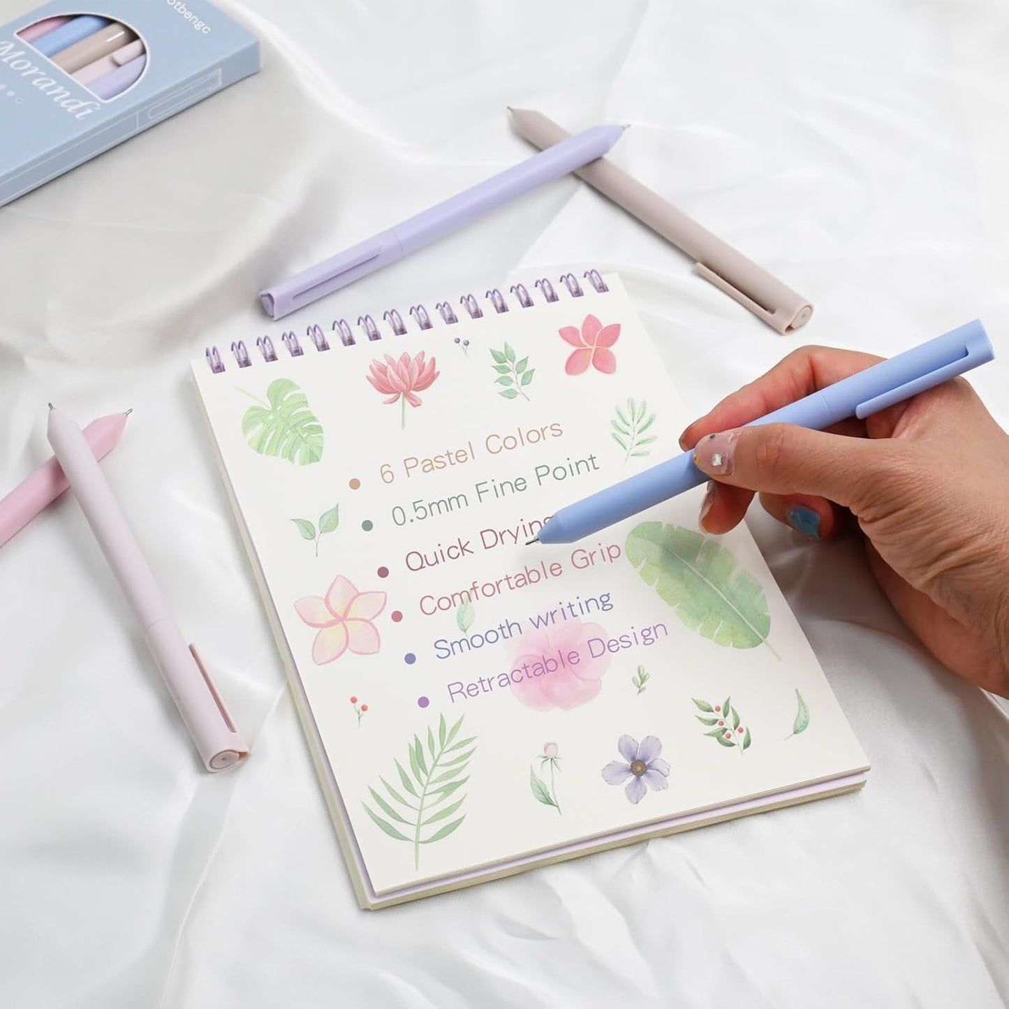 6 PCS Colored Gel Pens, Aesthetic Journaling Smooth Writing Pen, Pastel Quick Dry Coloured Ink Pens, 0.5mm Fine Tip Point, Cute Pen for Coloring Note Taking, School Office Supplies Stationery (6)