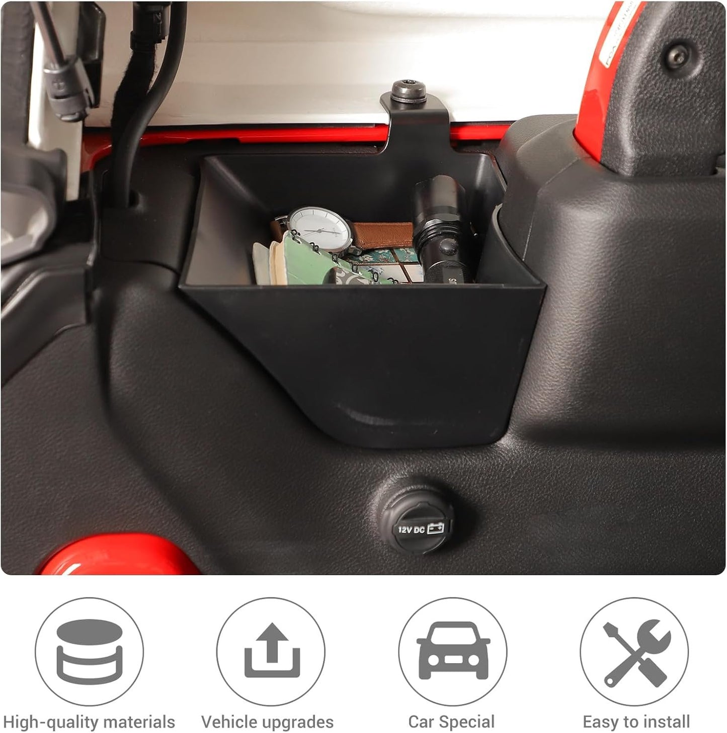 JeCar Wheel Well Storage Rear Trunk Organizer for 2024+ Jeep Wrangler JL JLU 4-Door Interior Accessories Black (Trunk Storage L&R)