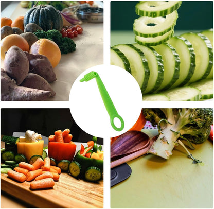 3pcs Manual Spiral Screw Slicer Peeler, Plastic Portable Vegetable Spiral Knives Blade Cutter Hand Tool Kitchen Accessories Gadget for Creative Pattern of Cucumber Potato Carrot Fruit (Green)