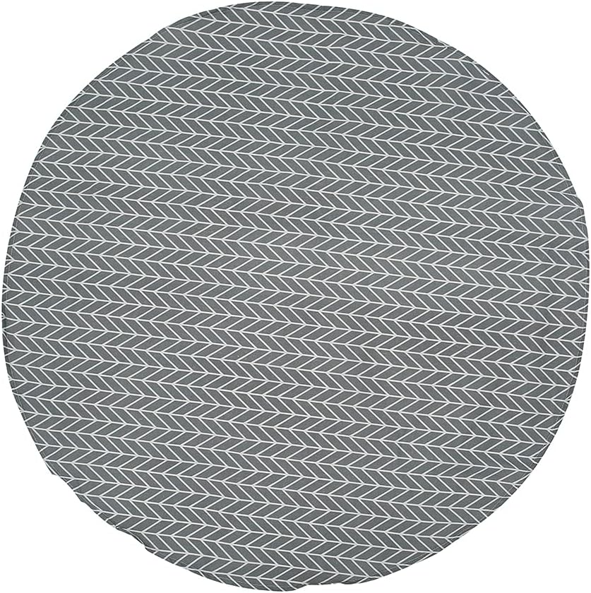 Round Tablecloth, 47/59 in Cotton Linen Fabric Circular Table Cover in Nordic Style Wrinkle-Proof Dust-Proof Shrink-Proof Table Cover for Kitchen Dining Farmhouse Tabletop Decoration (Grey, 150cm)