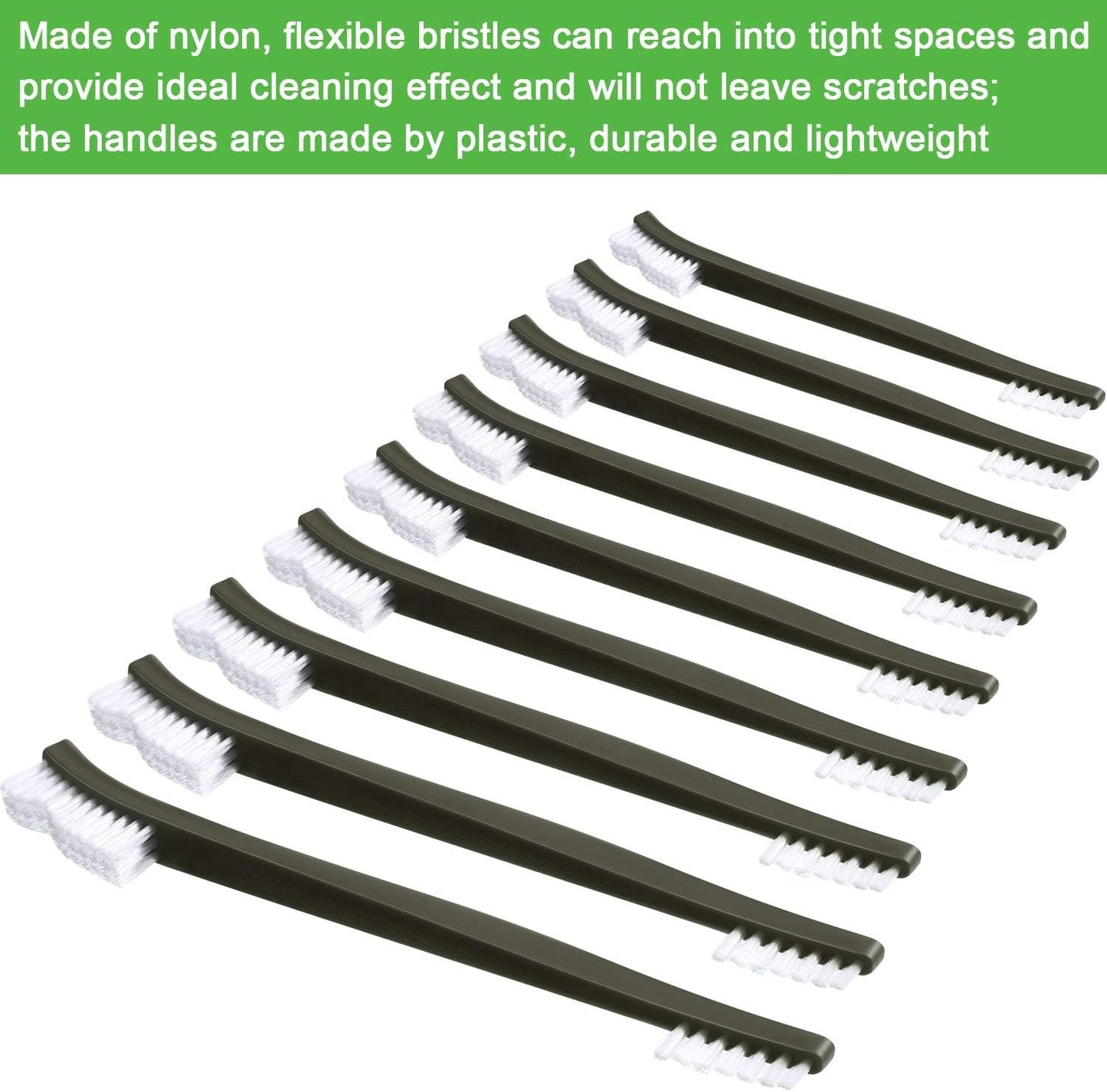 Boao 20 Packs Double-Ended Gun Cleaning Brushes 7 Inch Nylon All Purpose Cleaning Brush with Plastic Handle (White)