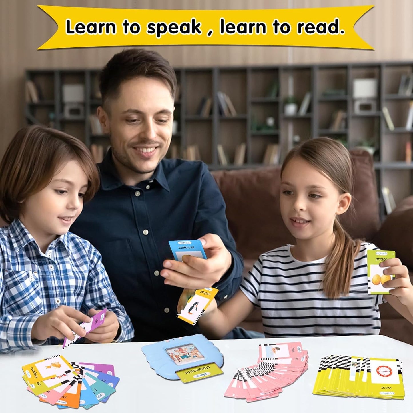 Montessori Toys Flash Cards Learning Toys, Educational Toys Sight Cards for Toddlers, Learning Toys for Boys and Girls Word Card with Reading Function for Children