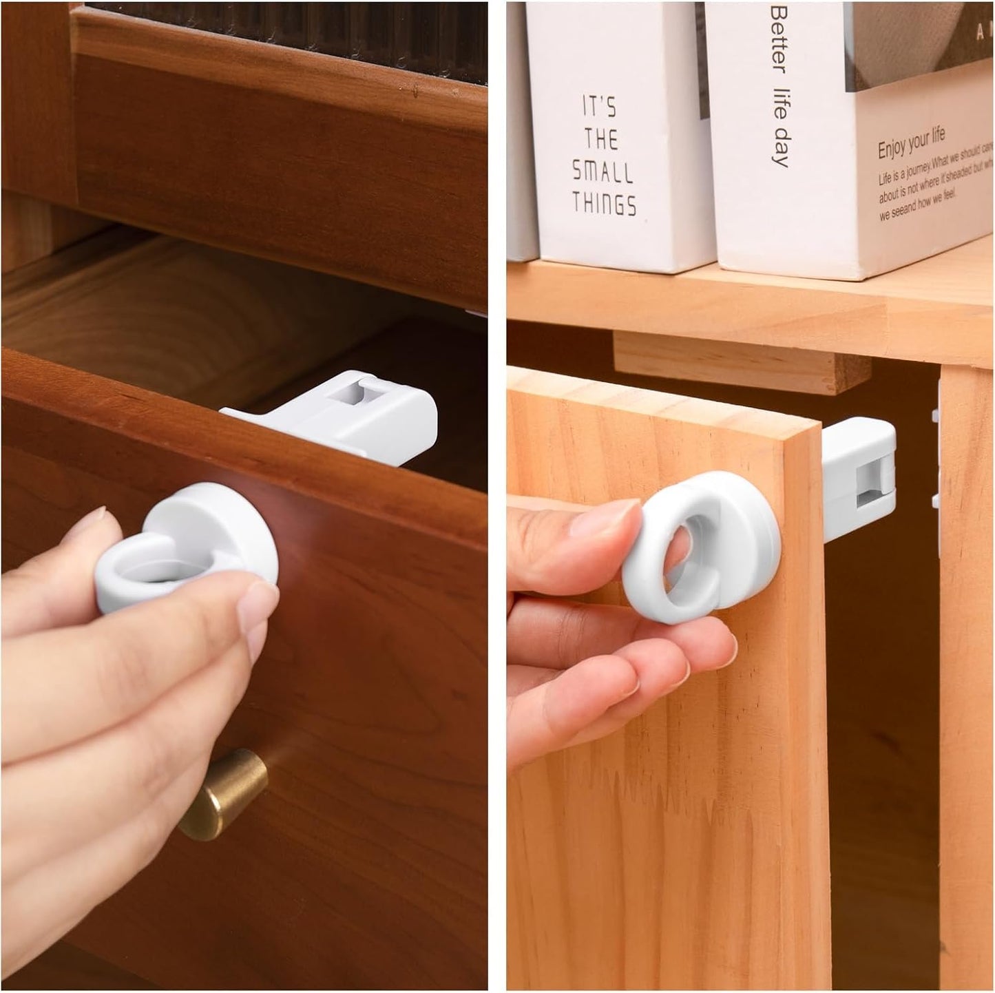 Inaya Magnetic Cabinet Locks for Baby Proofing, Child Proof Magnet Locks for Cabinets & Drawers with Invisible Design, 3M Adhesive, 6 Locks & 1 Key, No Drill & Tools Needed