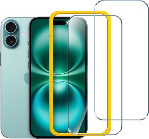 ivoler 2 Pack Tempered Glass for iPhone 16 Plus 6.7 Inch Screen Protector with [Easy Installation Frame] Full-Coverage, 9H Hardness Anti Scratch, Bubble Free