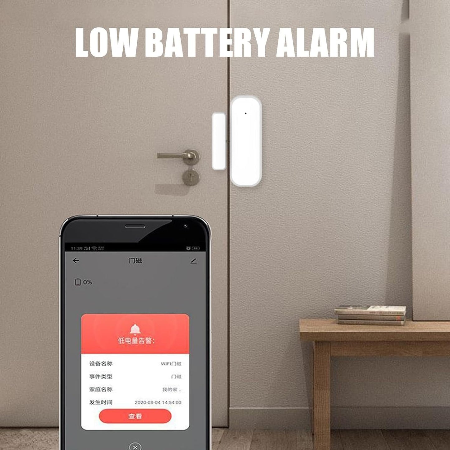 Door Open Sensor,Wireless WiFi Window Door Sensor | Home Security Device, Home Automation, Magnetic Safety Equipment, APP Remote Notification for Indoor