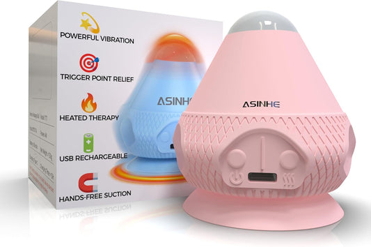 Asinhe Vibrating Massage Ball with Heat & Suction Cup, Self-Massage Tool for Deep Tissue Muscle Relief, Hands-Free Physio Recovery for Back, Neck, Legs, Portable Heated Trigger Point Massager
