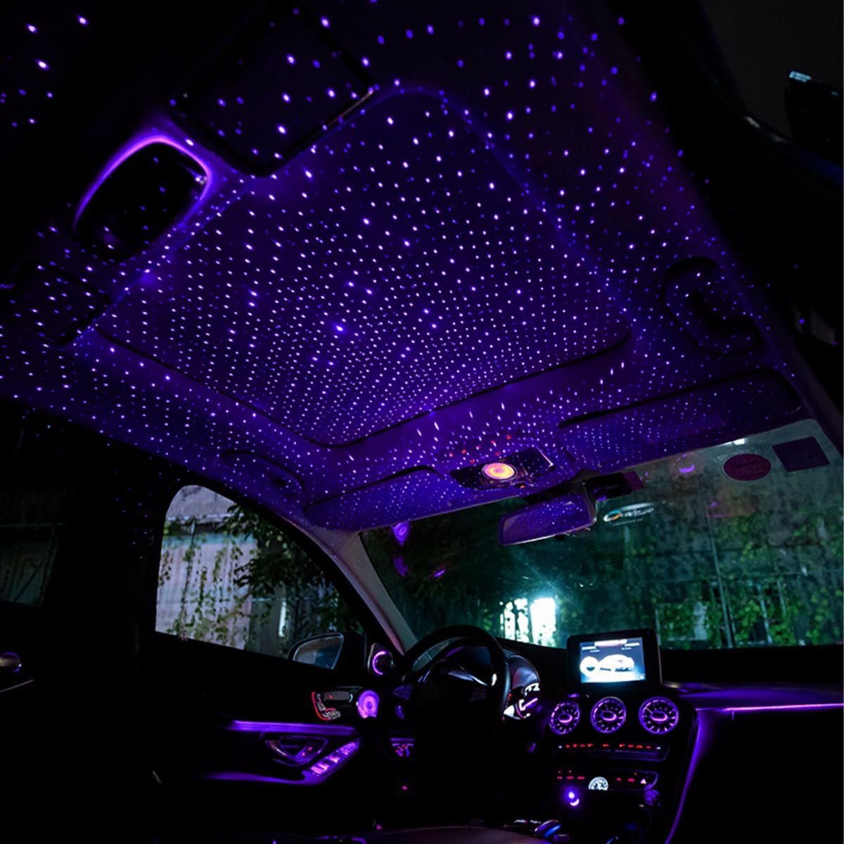 TSUGAMI Car Roof Star Night Light, Portable USB Flexible Interior Lamp, Auto Rotation Breathing and Sound Activated LED Romantic Projector, Plug and Play Ceiling Light for Car Party Decoration (Blue)