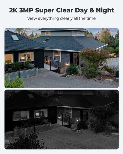 REOLINK 2K 3MP Solar Security Camera, Wireless Home Security Camera Outdoor Indoor, Night Vision, Human/Car Detection, 2.4G WiFi, Local Storage, No Monthly Fee, Support Home Hub, Argus Eco+Solar Panel