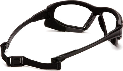 Pyramex Safety Highlander XP Eyewear, Black-Gray Frame/Sky Red Mirror Anti-Fog Lens